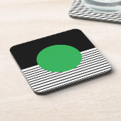 白黒カラーブロックと緑の円 コースター (左側)