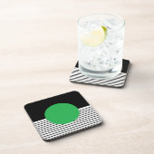 白黒カラーブロックと緑の円 コースター (右側)