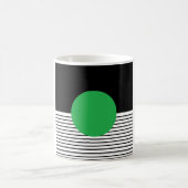 白黒カラーブロックと緑の円 コーヒーマグカップ (中央)