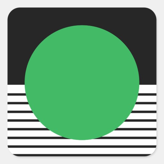 白黒カラーブロックと緑の円 スクエアシール (正面)