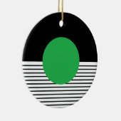 白黒カラーブロックと緑の円 セラミックオーナメント (右)