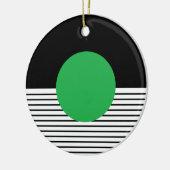 白黒カラーブロックと緑の円 セラミックオーナメント (左)