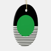 白黒カラーブロックと緑の円 セラミックオーナメント (右)