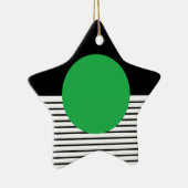 白黒カラーブロックと緑の円 セラミックオーナメント (右)