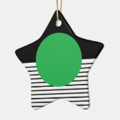 白黒カラーブロックと緑の円 セラミックオーナメント (左)