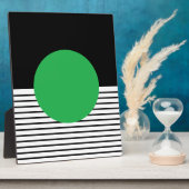 白黒カラーブロックと緑の円 フォトプラーク (側面)