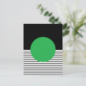 白黒カラーブロックと緑の円 ポストカード (スタンド正面)