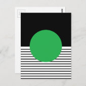 白黒カラーブロックと緑の円 ポストカード (正面/裏面)