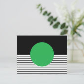 白黒カラーブロックと緑の円 ポストカード (スタンド正面)