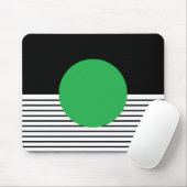 白黒カラーブロックと緑の円 マウスパッド (マウス)