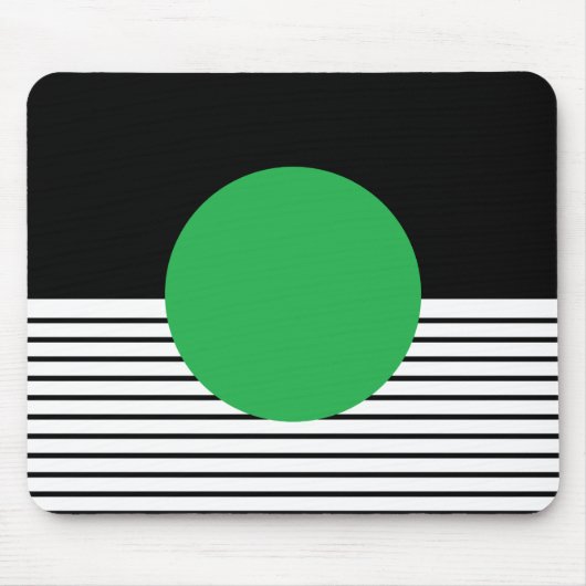 白黒カラーブロックと緑の円 マウスパッド (正面)