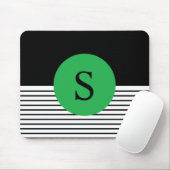 白黒カラーブロックと緑の円 マウスパッド (マウス)