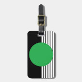 白黒カラーブロックと緑の円 ラゲッジタグ (正面縦)
