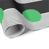 白黒カラーブロックと緑の円 ラッピングペーパー (ロールコーナー)