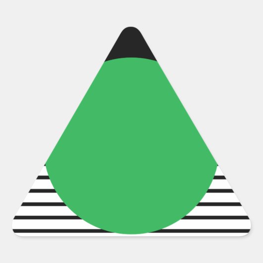 白黒カラーブロックと緑の円 三角形シール (正面)