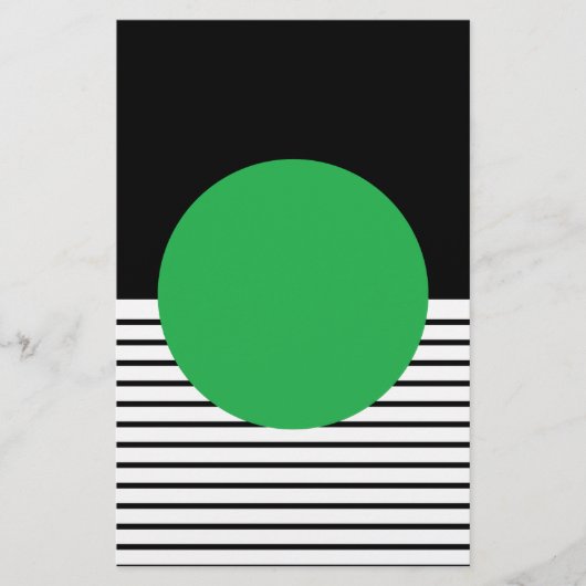 白黒カラーブロックと緑の円 便箋 (正面)