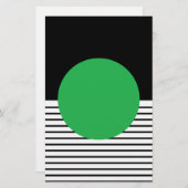 白黒カラーブロックと緑の円 便箋 (正面/裏面)