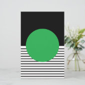 白黒カラーブロックと緑の円 便箋 (スタンド正面)
