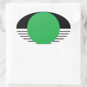 白黒カラーブロックと緑の円 楕円形シール (バッグ)