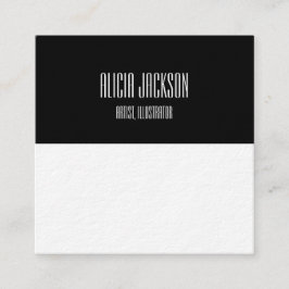 白黒カラーブロックジオメトリックミニマリスト スクエア名刺