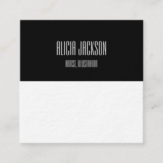 白黒カラーブロックジオメトリックミニマリスト スクエア名刺 (正面)