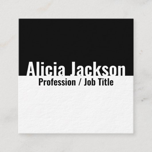 白黒カラーブロックミニマルモダンリスト スクエア名刺 (正面)