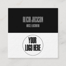 白黒カラーブロックロゴジオメトリックミニマリスト スクエア名刺