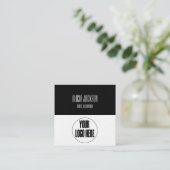 白黒カラーブロックロゴジオメトリックミニマリスト スクエア名刺 (スタンド正面)