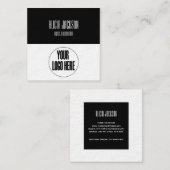 白黒カラーブロックロゴジオメトリックミニマリスト スクエア名刺 (正面/裏面)