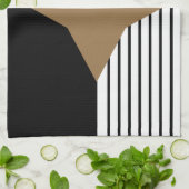 白黒カラーブロック&ブラウンダイヤモンド キッチンタオル (折り畳み)