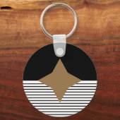 白黒カラーブロック&ブラウンダイヤモンド キーホルダー (正面)