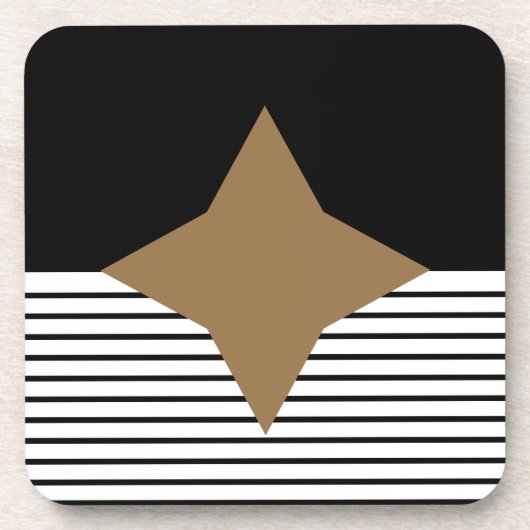 白黒カラーブロック&ブラウンダイヤモンド コースター (正面)