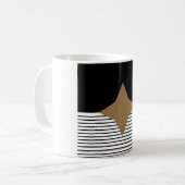 白黒カラーブロック&ブラウンダイヤモンド コーヒーマグカップ (正面左)