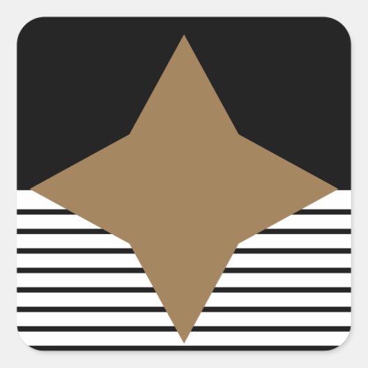 白黒カラーブロック&ブラウンダイヤモンド スクエアシール (正面)