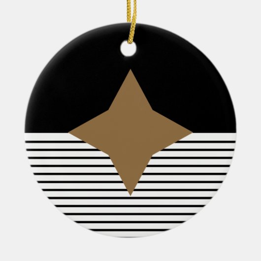 白黒カラーブロック&ブラウンダイヤモンド セラミックオーナメント (正面)