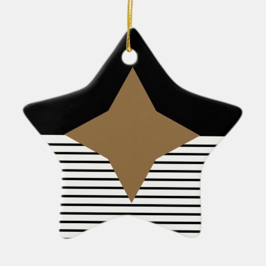 白黒カラーブロック&ブラウンダイヤモンド セラミックオーナメント (正面)