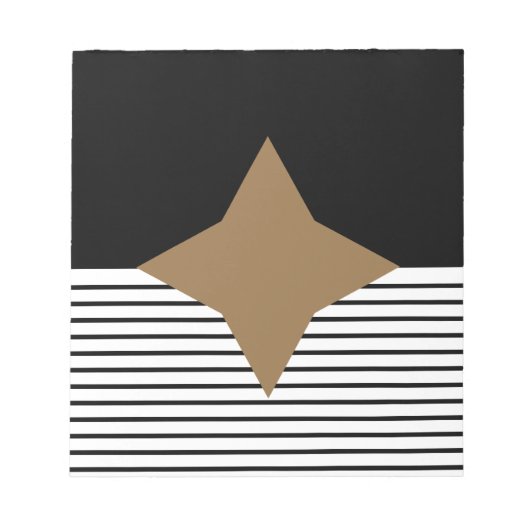 白黒カラーブロック&ブラウンダイヤモンド ノートパッド (正面)