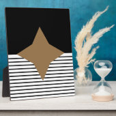 白黒カラーブロック&ブラウンダイヤモンド フォトプラーク (側面)