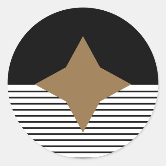 白黒カラーブロック&ブラウンダイヤモンド ラウンドシール (正面)