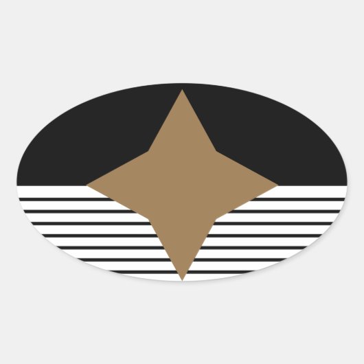 白黒カラーブロック&ブラウンダイヤモンド 楕円形シール (正面)