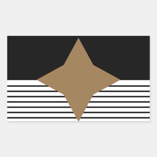 白黒カラーブロック&ブラウンダイヤモンド 長方形シール (正面)