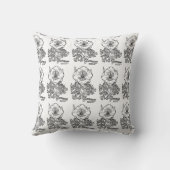 白黒カリフォルニアフラワーズパターンピロー クッション (裏面)