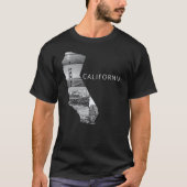 白黒カリフォルニア州マップUSA Tシャツ (正面)