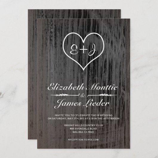 白黒カントリーウェディング招待状 招待状 (正面/裏面)