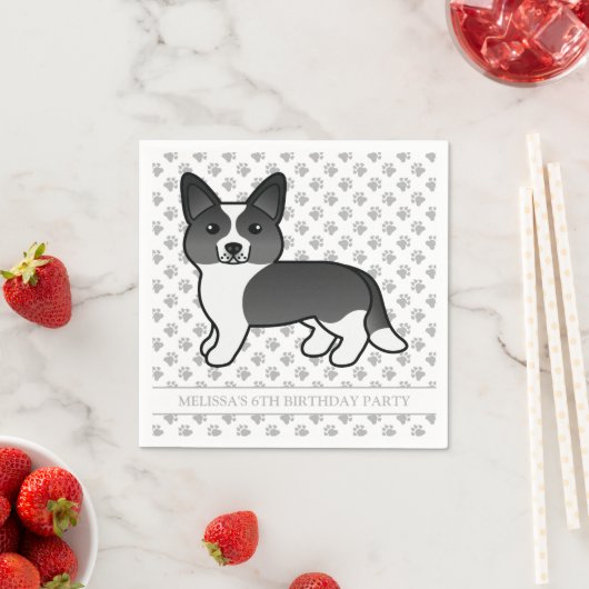 白黒カーディガンウェルシュコーギードッグ誕生日 スタンダードカクテルナプキン (インサイチュ)