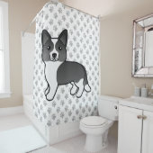 白黒カーディガンウェルシュコーギー漫画犬 シャワーカーテン (インサイチュ)