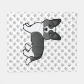 白黒カーディガンウェルシュコーギー漫画犬 フリースブランケット (正面(横))