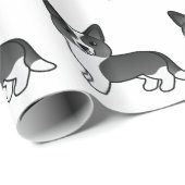 白黒カーディガンウェルシュコーギー漫画犬 ラッピングペーパー (ロールコーナー)