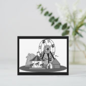 白黒カーニバルテーマパーティーはがき ポストカード (スタンド正面)