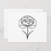 白黒カーネーションラインアート ポストカード (正面/裏面)